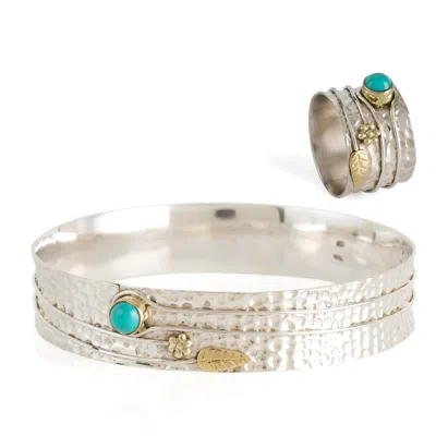 Charlotte's Web Jewellery Women's Blue Secret Garden Silver Ring & Bangle Gift Set - Turquoise