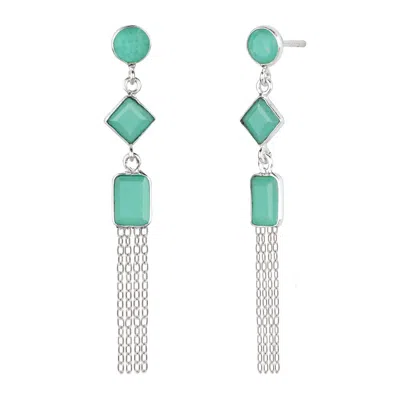 Charlotte's Web Jewellery Women's Blue Seventh Heaven Chandelier Silver Statement Earrings - Amazonite