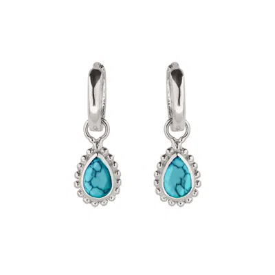 Charlotte's Web Jewellery Women's Blue / Silver December Birthstone Sterling Silver Huggie Hoops - Turquoise In Multi