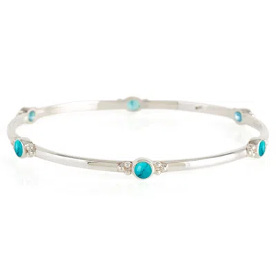 Charlotte's Web Jewellery Women's Blue / Silver Holi Jewel Silver Bangle - Turquoise In Multi