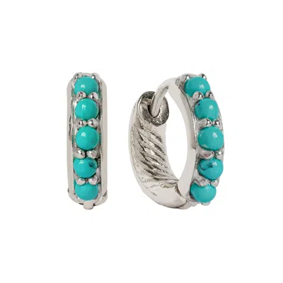 Charlotte's Web Jewellery Women's Blue / Silver Kali Silver Huggie Hoop Earrings - Turquoise In Multi