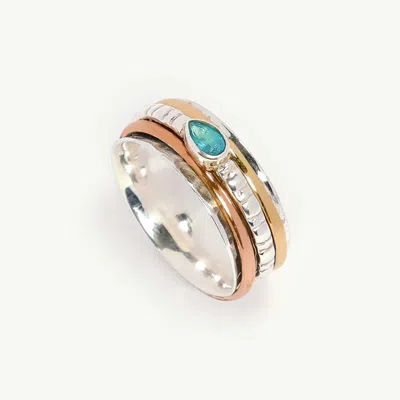 Charlotte's Web Jewellery Women's Blue / Silver Maharani Spinning Ring - Turquoise Topaz In Gold