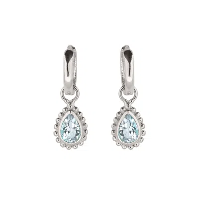 Charlotte's Web Jewellery Women's Blue / Silver March Birthstone Sterling Silver Huggie Hoops - Aquamarine