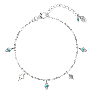 Charlotte's Web Jewellery Women's Blue / Silver Medina Silver Charm Anklet - Turquoise In Multi