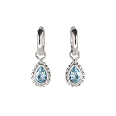 Charlotte's Web Jewellery Women's Blue / Silver November Birthstone Sterling Silver Huggie Hoops - Blue Topaz