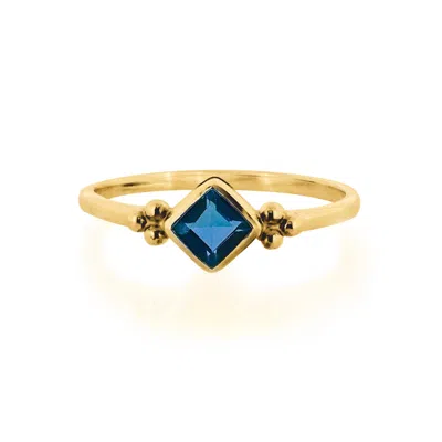 Charlotte's Web Jewellery Women's Divinity Princess Gold Ring - London Blue Topaz