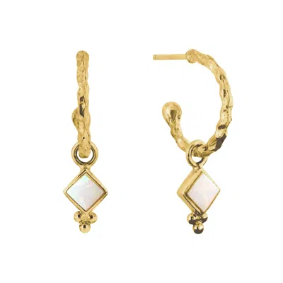 Charlotte's Web Jewellery Women's Divinity Princess Gold Vermeil Hoop Earrings - Opal