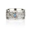 Charlotte's Web Jewellery Women's Ethereal Galaxy Silver Spinning Ring - Pearl, Labradorite & White Topaz