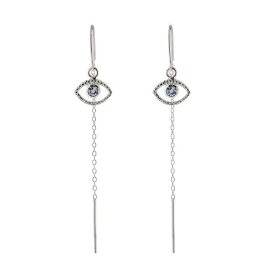 Charlotte's Web Jewellery Women's Eye Of Intuition Silver Threader Earrings - Blue Topaz