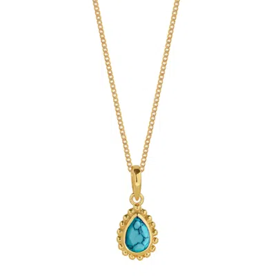 Charlotte's Web Jewellery Women's Gold / Blue December Birthstone Gold Plated Necklace - Turquoise