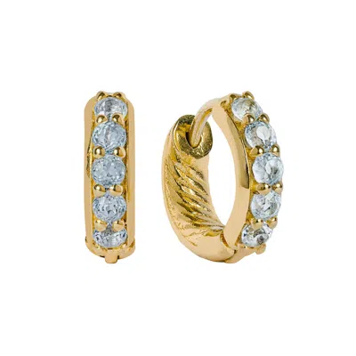 Charlotte's Web Jewellery Women's Gold / Blue Kali Gold Huggie Hoop Earrings - Blue Topaz