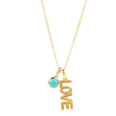 Charlotte's Web Jewellery Women's Gold / Blue Love Rocks Gold Vermeil Necklace With Turquoise Birthstone Charm In Multi