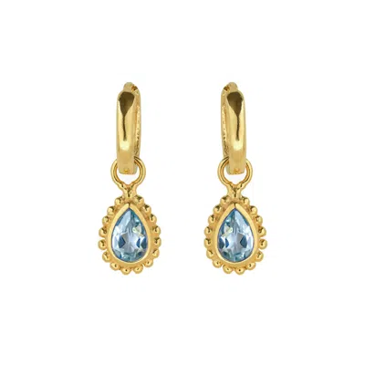 Charlotte's Web Jewellery Women's Gold / Blue November Birthstone Gold Plated Huggie Hoops - Blue Topaz