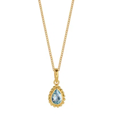 Charlotte's Web Jewellery Women's Gold / Blue November Birthstone Gold Plated Necklace - Blue Topaz