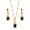 Charlotte's Web Jewellery Women's Gold / Blue September Birthstone Gold Necklace And Earring Set - Black Sapphire In Multi