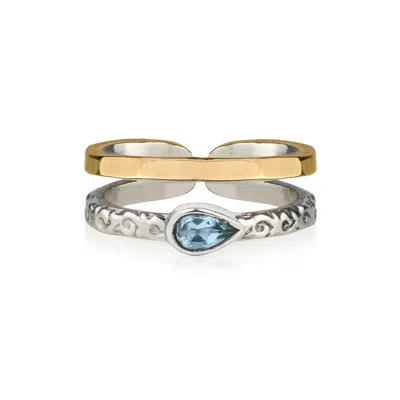 Charlotte's Web Jewellery Women's Gold / Blue / Silver Aura Magic Silver Midi / Toe Ring - Blue Topaz