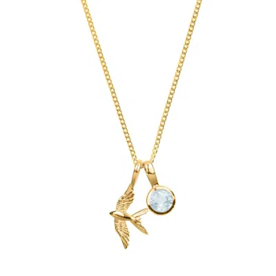 Charlotte's Web Jewellery Women's Gold / Blue Swallow In Flight Gold Necklace With Blue Topaz Birthstone Charm In Multi