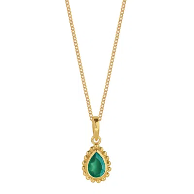 Charlotte's Web Jewellery Women's Gold / Green May Birthstone Gold Plated Necklace - Green Onyx