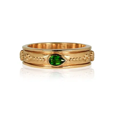 Charlotte's Web Jewellery Women's Gold / Green Saraswati Spinning Ring - Gold Chrome Diopside In Multi