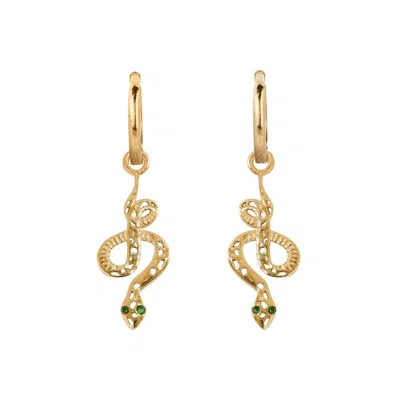 Charlotte's Web Jewellery Women's Gold / Green Serpentina Huggie Hoops - Gold In Multi