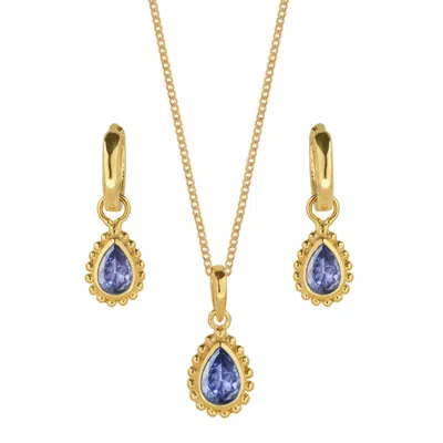 Charlotte's Web Jewellery Women's Gold / Purple December Birthstone Gold Necklace And Earring Set - Tanzanite In Multi