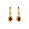 Charlotte's Web Jewellery Women's Gold / Red January Birthstone Gold Plated Huggie Hoops - Garnet