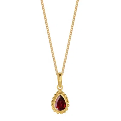Charlotte's Web Jewellery Women's Gold / Red January Birthstone Gold Plated Necklace - Garnet
