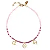 Charlotte's Web Jewellery Women's Gold / Red Marrakesh Sunrise Gold Beaded Anklet - Garnet & Rhodonite In Multi