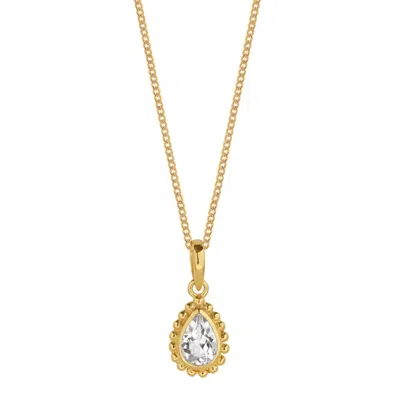 Charlotte's Web Jewellery Women's Gold / White April Birthstone Gold Plated Necklace - White Topaz