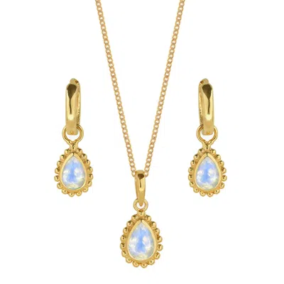 Charlotte's Web Jewellery Women's Gold / White June Birthstone Gold Necklace And Earring Set - Moonstone In Multi