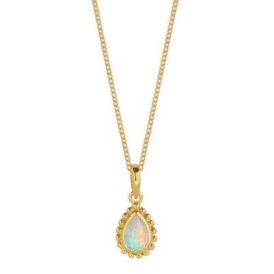 Charlotte's Web Jewellery Women's Gold / White October Birthstone Gold Plated Necklace - Opal