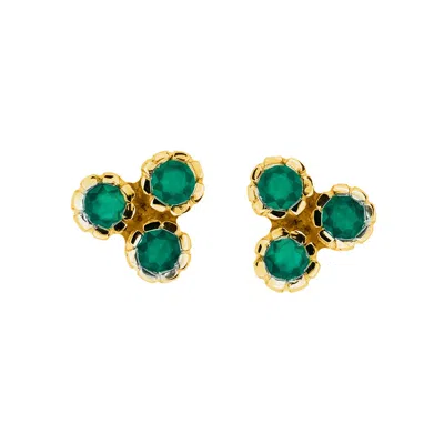 Charlotte's Web Jewellery Women's Green / Gold Threeni Gold Vermeil Stud Earrings - Green Onyx In Multi
