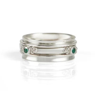 Charlotte's Web Jewellery Women's Green Rajalita Love Silver Spinning Ring - Emerald