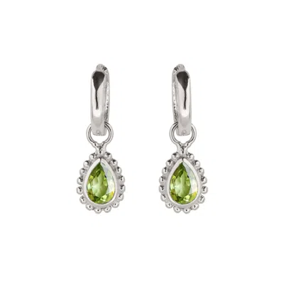 Charlotte's Web Jewellery Women's Green / Silver August Birthstone Sterling Silver Huggie Hoops - Peridot