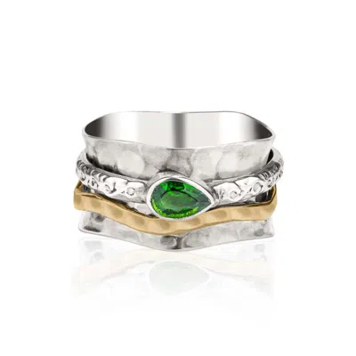Charlotte's Web Jewellery Women's Green / Silver Aura Magic Silver Spinning Ring - Chrome Diopside