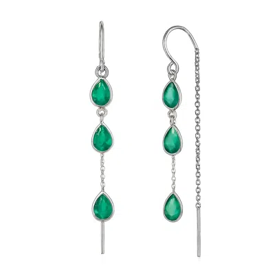 Charlotte's Web Jewellery Women's Green / Silver Esmera Silver Threader Earrings - Green Onyx