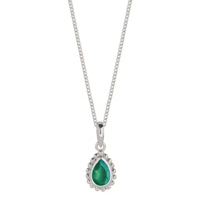 Charlotte's Web Jewellery Women's Green / Silver May Birthstone Sterling Silver Necklace - Green Onyx