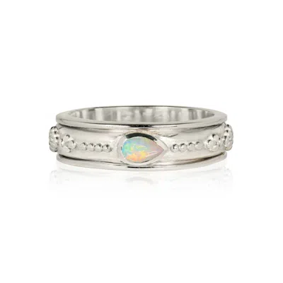 Charlotte's Web Jewellery Women's Green / Silver Saraswati Spinning Ring - Opal In Multi