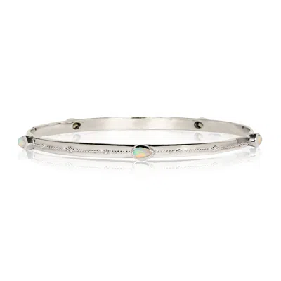 Charlotte's Web Jewellery Women's Green / Silver Saraswati Stacking Bangle - Opal In Multi