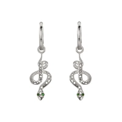 Charlotte's Web Jewellery Women's Green / Silver Serpentina Sterling Silver Huggie Hoops In Multi