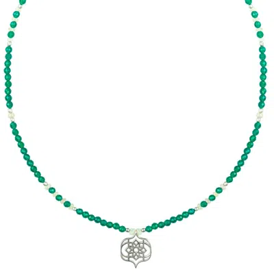 Charlotte's Web Jewellery Women's Green / Silver Sevilla Dream Silver Beaded Necklace - Green Onyx & Opal In Multi