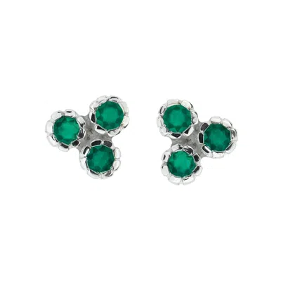 Charlotte's Web Jewellery Women's Green / Silver Threeni Silver Stud Earrings - Green Onyx In Multi