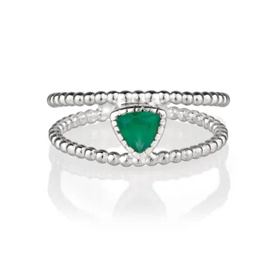 Charlotte's Web Jewellery Women's Green / Silver Trillion Rawa Silver Stacking Ring - Green Onyx In Multi