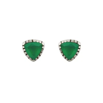 Charlotte's Web Jewellery Women's Green / Silver Trillion Silver Stud Earrings - Green Onyx In Multi