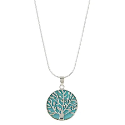Charlotte's Web Jewellery Women's Green Tree Of Life Healing Silver Necklace - Turquoise