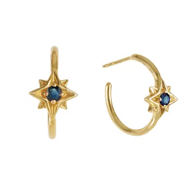 Charlotte's Web Jewellery Women's Guiding North Star Gold Vermeil Hoop Earrings - Sapphire