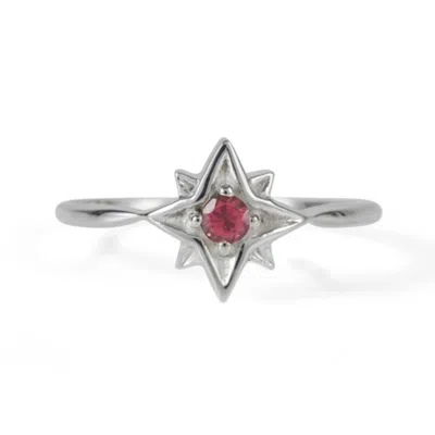 Charlotte's Web Jewellery Women's Guiding North Star Silver Ring - Rhodolite Garnet