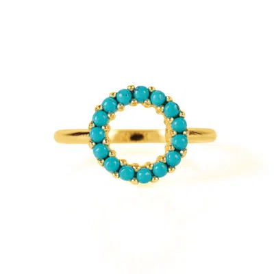 Charlotte's Web Jewellery Women's Halo Radiance Gold Vermeil Ring - Turquoise