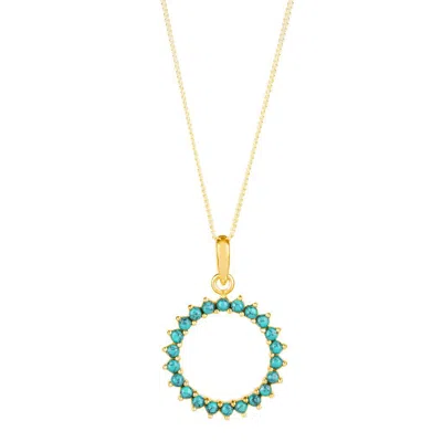 Charlotte's Web Jewellery Women's Halo Radiance Large Gold Vermeil Necklace - Turquoise