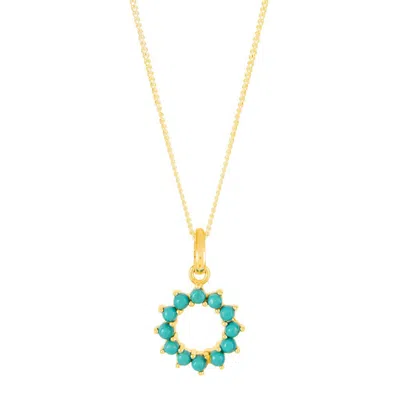 Charlotte's Web Jewellery Women's Halo Radiance Small Gold Vermeil Necklace - Turquoise